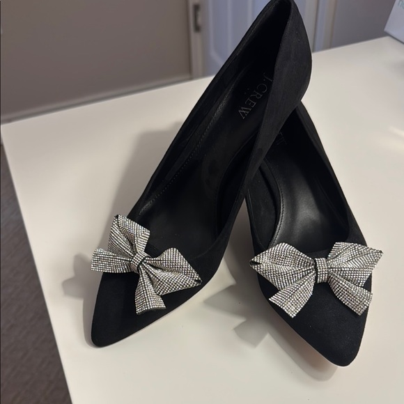 J. Crew Shoes - J. Crew Black Heels with Silver Bow